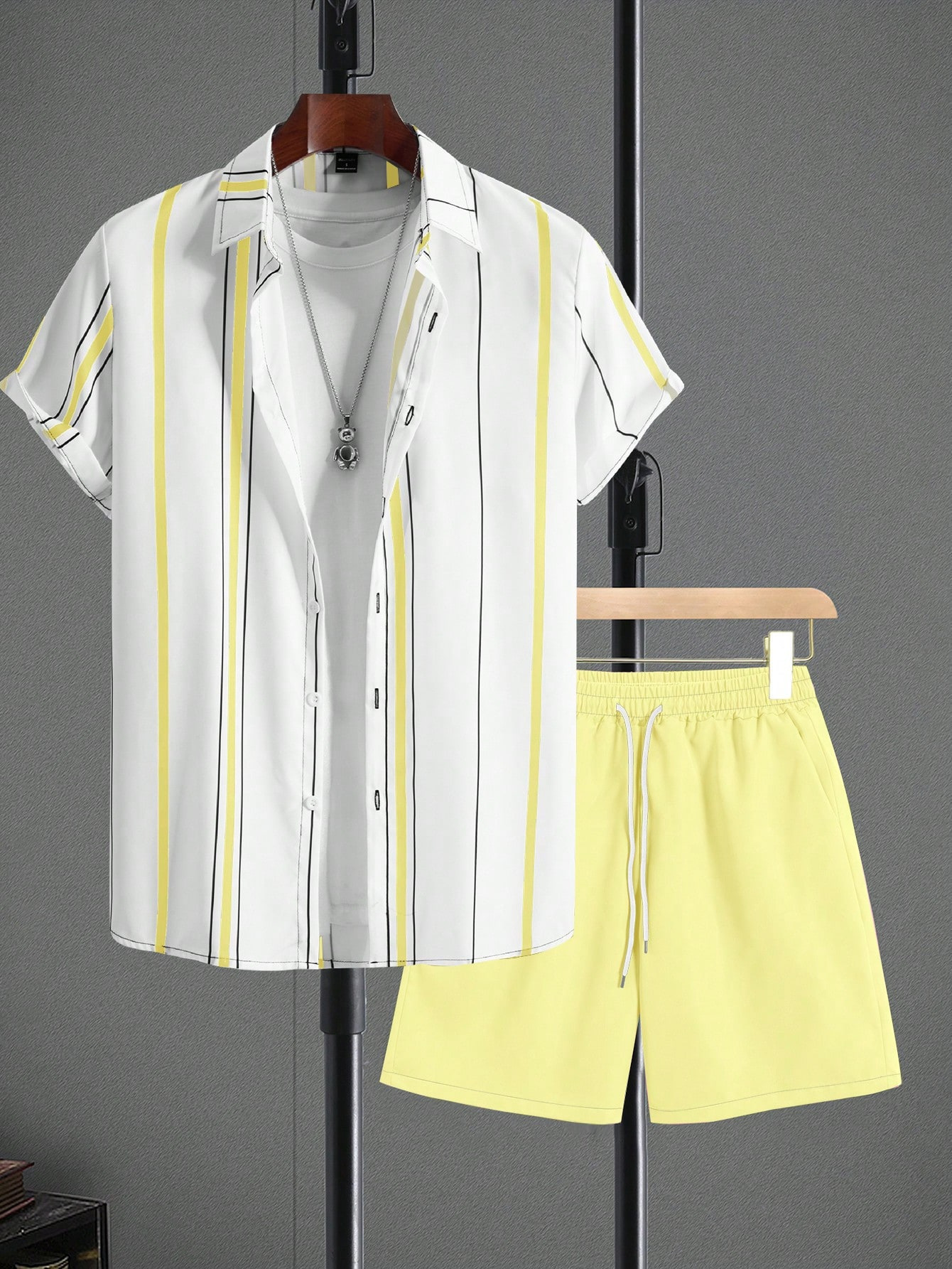 Herren Freizeithemd Und Shorts Set Im Hawaiian Look Sommer Outfit_voghion.com