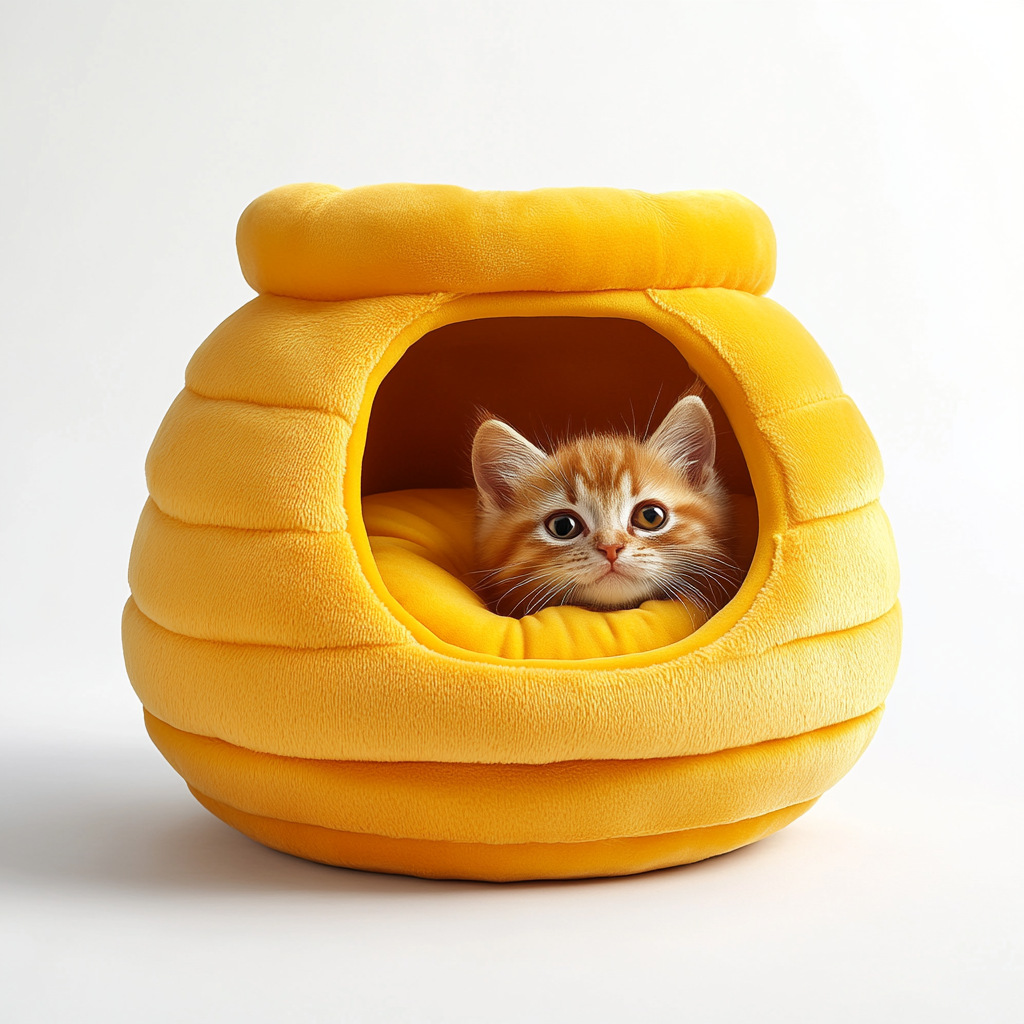 Bee jar gato nido productos de mascotas transfronterizos desmontables y lavables invierno nido redondo felino grueso y calentado medio rodeado