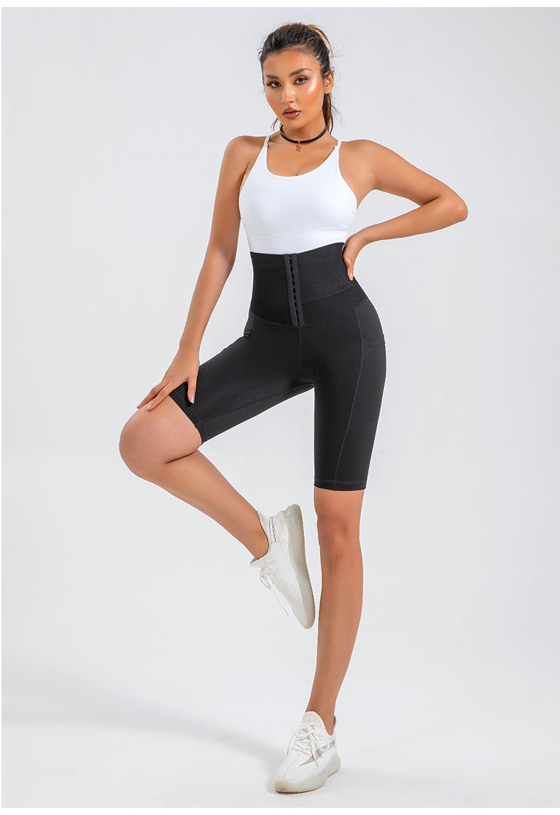 154g Weight Nylon, Spandex Material Fashion Belly Waist Shaping Fitness Tight Large Size Running Quick-drying Sports Shorts
