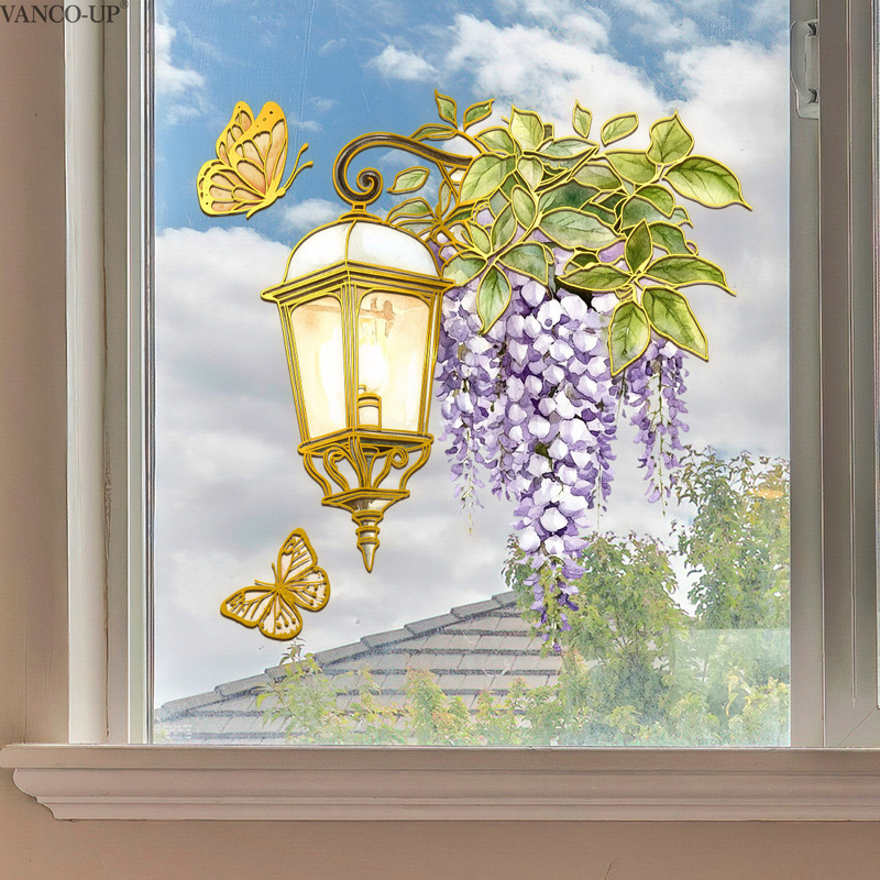 Ca20101 Flower Lantern Butterfly Decorative Window Sticker Bedroom Bathroom Living Room Window Home Decoration Self-Adhesive Wall Sticker Ca20101 Flower Lantern Butterfly Decorative Window Sticker Bedroom Bathroom Living Room Window Home Decoration Self-Adhesive Wall Sticker