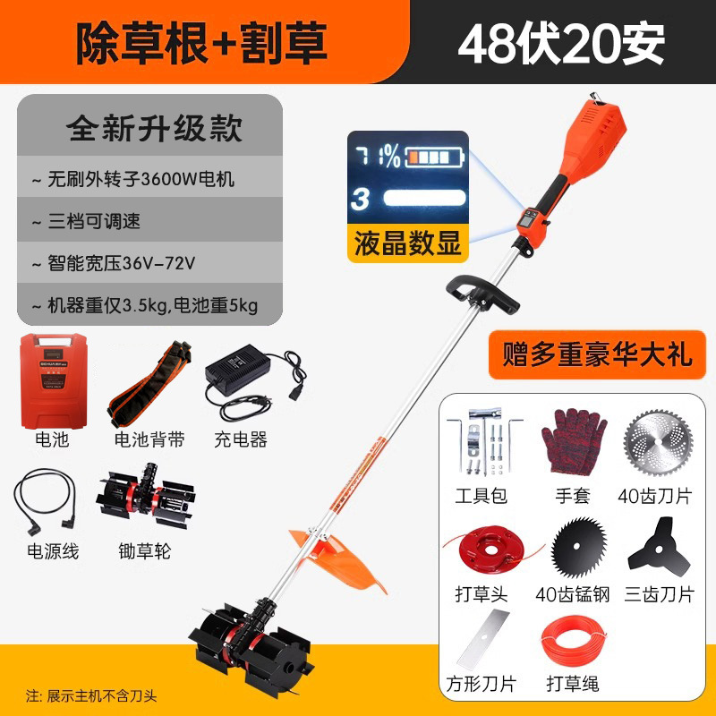 Nueva cortadora de césped eléctrica de litio sin escobillas, uso doméstico recargable, deshierbe agrícola, suelo suelto, arado, zanjas, sierra de rama alta