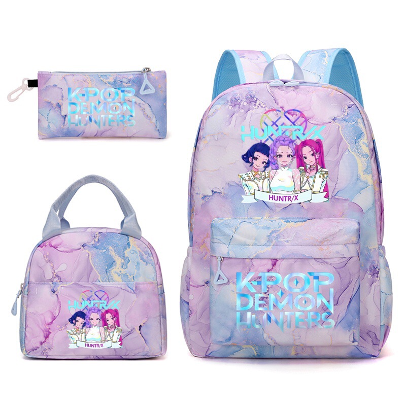 Korean Drama Demon Slayer Backpack Lunch Bag Pencil Case Set Student Three-Piece School Bag Pen Case Lunch Bag Korean Drama Demon Slayer Backpack Lunch Bag Pencil Case Set Student Three-Piece School Bag Pen Case Lunch Bag