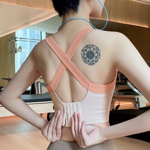 Sports bra summer shock-proof big breast push-up yoga vest women's one-piece running top fitness bra bra