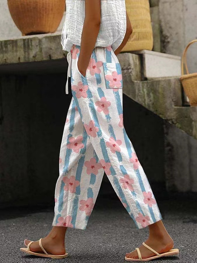 Pantalones largos rectos con cintura elástica, estampados, casuales, con bolsillos, para mujer, nueva colección 2026, Amazon AliExpress, sitio independiente