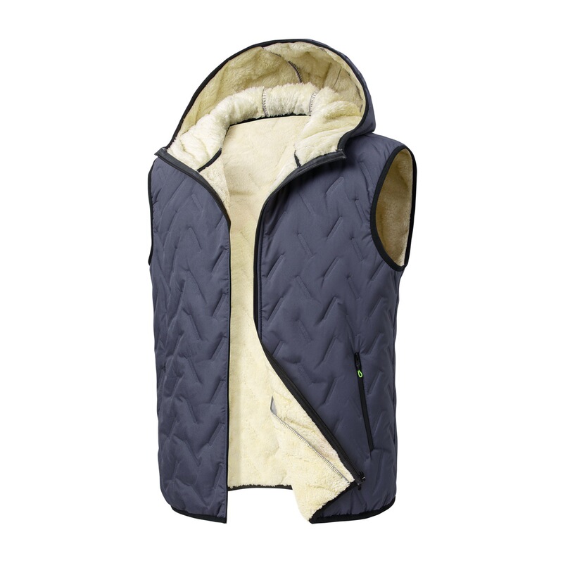 Men's Lamb Wool Vest Autumn and Winter Fleece Thickened Jacket Hooded Large Size Outerwear European Size Men's Lamb Wool Vest Autumn and Winter Fleece Thickened Jacket Hooded Large Size Outerwear European Size