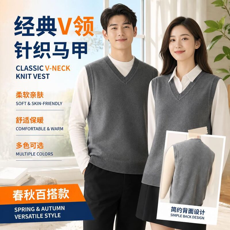 Men's Knitted Sweater Vest, Solid Color Sleeveless Sweater, V-Neck Versatile Slim-Fit Wool Vest, Men's Clothing Vest Men's Knitted Sweater Vest, Solid Color Sleeveless Sweater, V-Neck Versatile Slim-Fit Wool Vest, Men's Clothing Vest