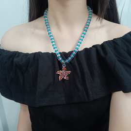 轻奢精致感25年爆款夏日沙滩风海星贝壳钛钢项链时尚小众经典百搭