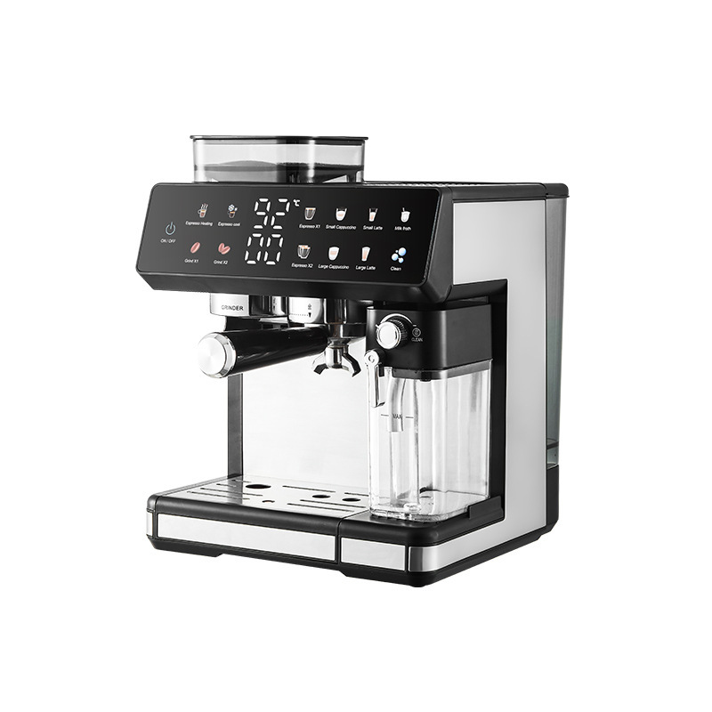 Máquina de café italiana inglesa caliente y frío doble extracción doméstica automática multifuncional molino de oficina molino de frijoles para hacer burbujas de leche