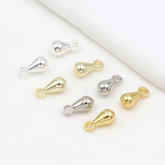 銅鍍18K真金百搭手鍊墜子配件 DIY尾鏈水滴小吊墜14K包金尾鏈尾墜