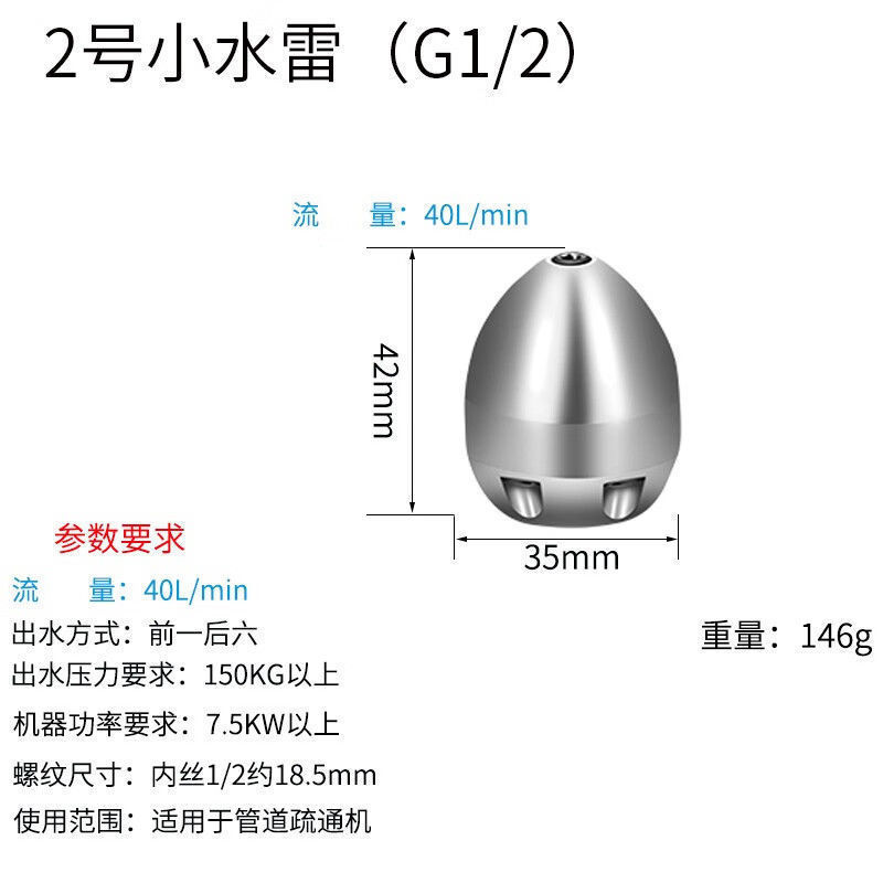 安路仕水老鼠管道疏通高压喷嘴下水道清洗机1/4接头3/8快插式冲洗|undefined