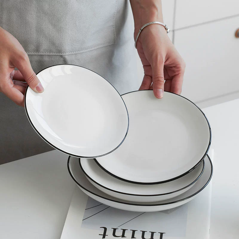 Дюймовая обеденная тарелка, костяная тарелка, бытовая керамическая обеденная тарелка, дюймовая костяная тарелка, маленькая легкая роскошная костяная тарелка, тарелка