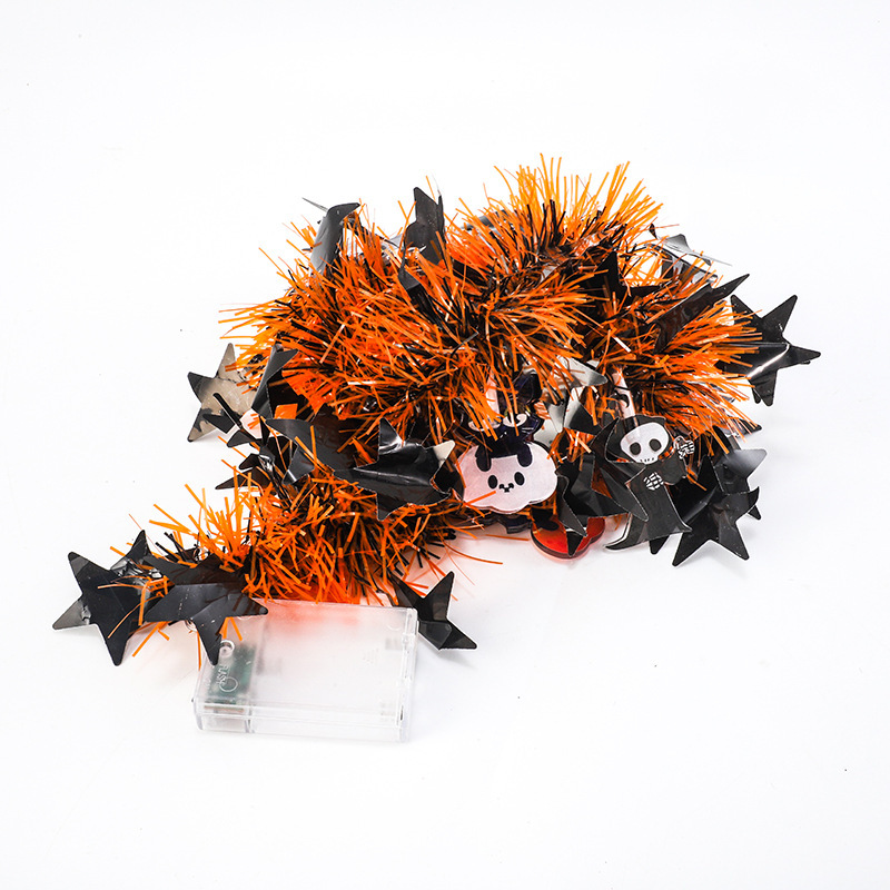 クロスボーダー LED ハロウィンカラーストリップライトストリングゴーストフェスティバルパーティー装飾アレンジメント雰囲気ライトカボチャ黒猫毛ストリップライト|undefined