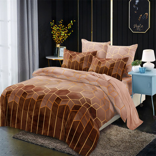 Cross-Border Amazon Aliexpress Bedding Gilt Strips Rowni Geometric Rhombus Foreign Trade Three or Four Piece Set