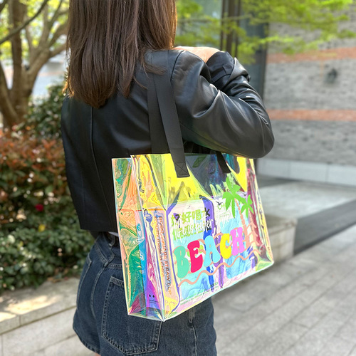 Cross-border Raider Shooter Messenger Bag with Glitter Swimming Fitness Bag PVC Transparent Jelly Bag Shoulder Backpack Beach Waterproof Bag Custom