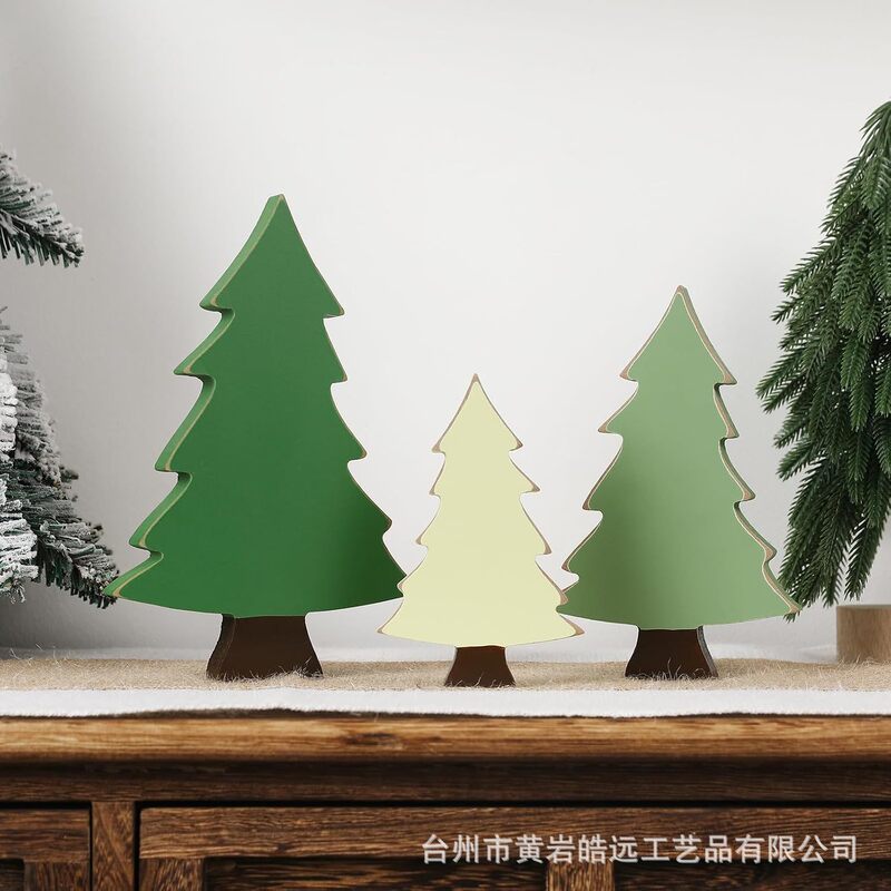 木製クリスマスギフト 3 つの松の工芸品の装飾品シーンマッチング撮影小道具クリスマス装飾|undefined