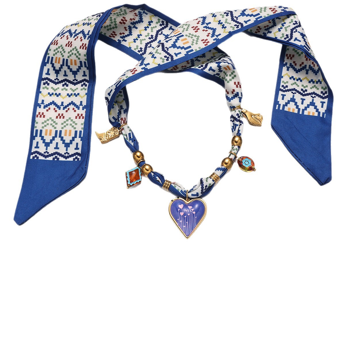 Collar de acero inoxidable de alta calidad ligero y lujoso, bufandas azules, collar de amor de titanio, acero no se desvanece.