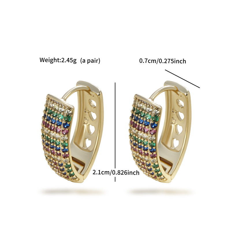 Joyería Xuking colorido micro con incrustaciones de circonio joya artificial en forma de V pendientes de temperamento pendientes al por mayor pendientes de moda europea y americana