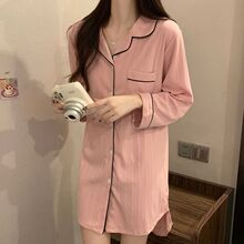 睡裙长袖睡衣裙女春秋小个子开衫夏天休闲家居服裙子高级感2025新