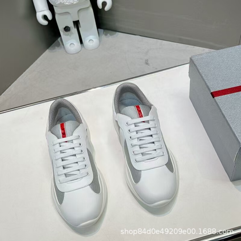 European High-End Version P Brand Genuine Leather Casual Shoes Breathable Mesh Stitching Comfortable Trendy Versatile Sneakers Trendy Brand