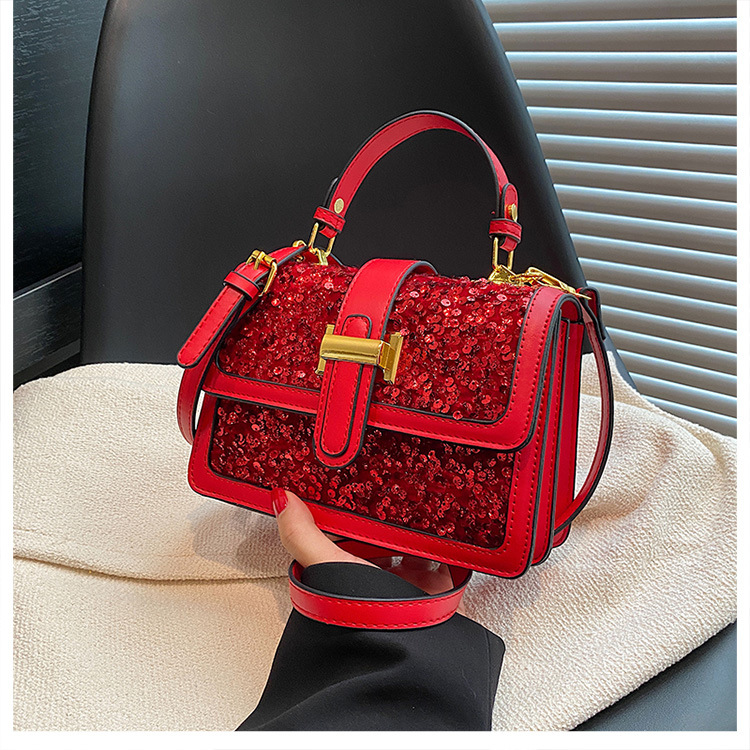 Women's Small All Seasons Pu Leather Sequins Elegant Classic Style Square Zipper Magnetic Buckle Handbag display picture 2