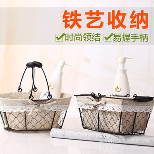 Handheld metal storage basket, picnic bag, pack, bread, Birthday gift