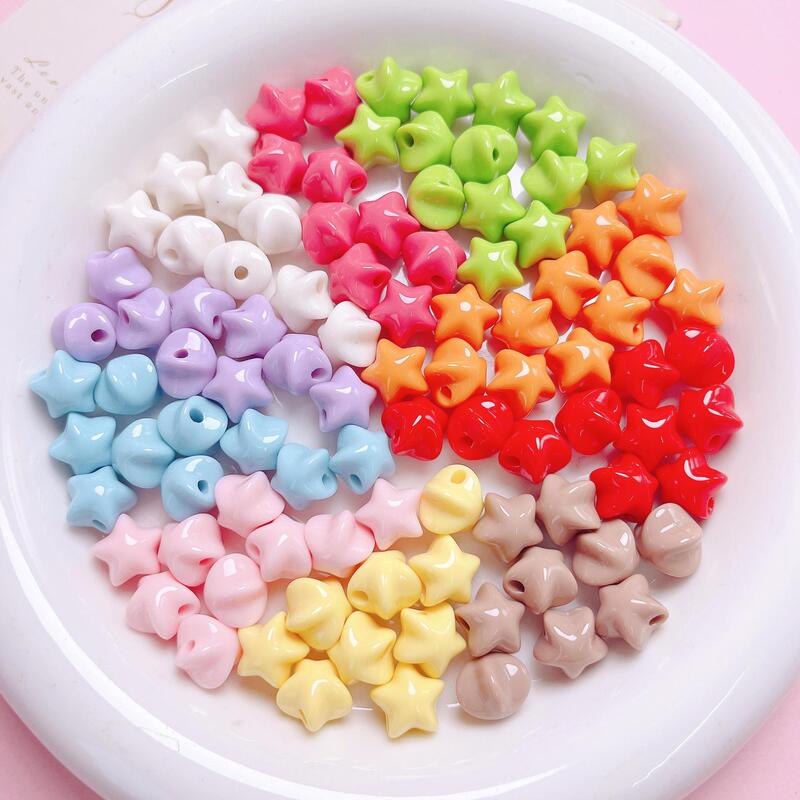 Acrylic Candy Color Five-pointed Star Beads Straight Hole Loose Beads diy Kidsren's Handmade Bracelet Beading Material Jewelry Accessories