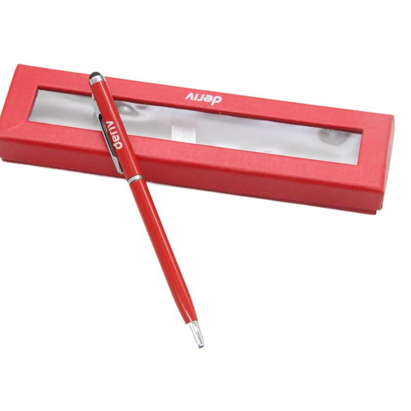 Toque la pluma de metal traje caja de la ventana en stock pluma de la firma de metal caja de regalo pluma de regalo al por mayor de negocios