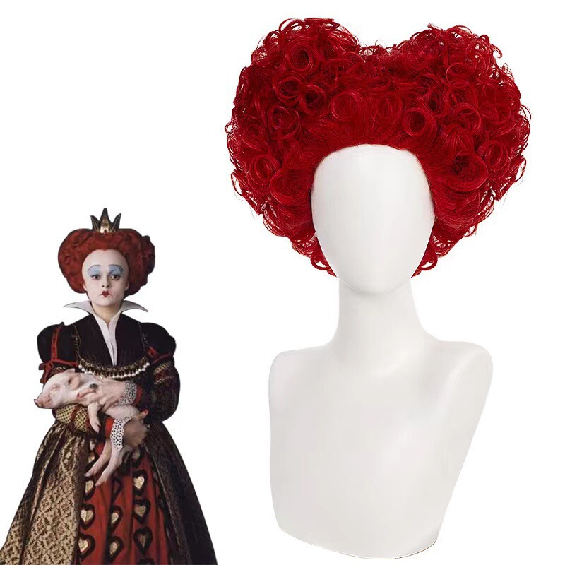 Alice in Wonderland Red Peach Queen wig red heart Tiger clip version cos mirror adventure Witch Alice in Wonderland Red Peach Queen wig red heart Tiger clip version cos mirror adventure Witch
