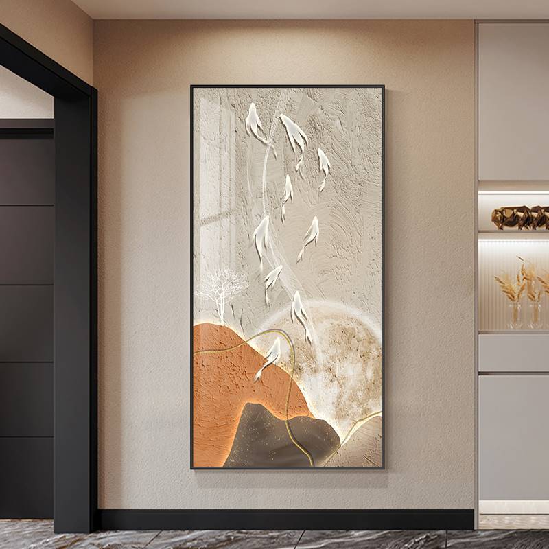 Pintura decorativa del pasillo del pasillo de nueve peces pintura colgante moderna simple pintura mural decorativa vertical de la puerta de la casa image 4