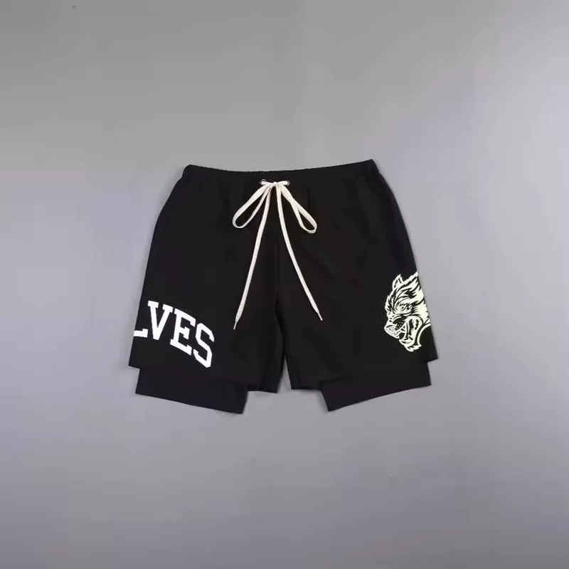 Летние модные пляжные быстросохнущие спортивные шорты, набор для зала