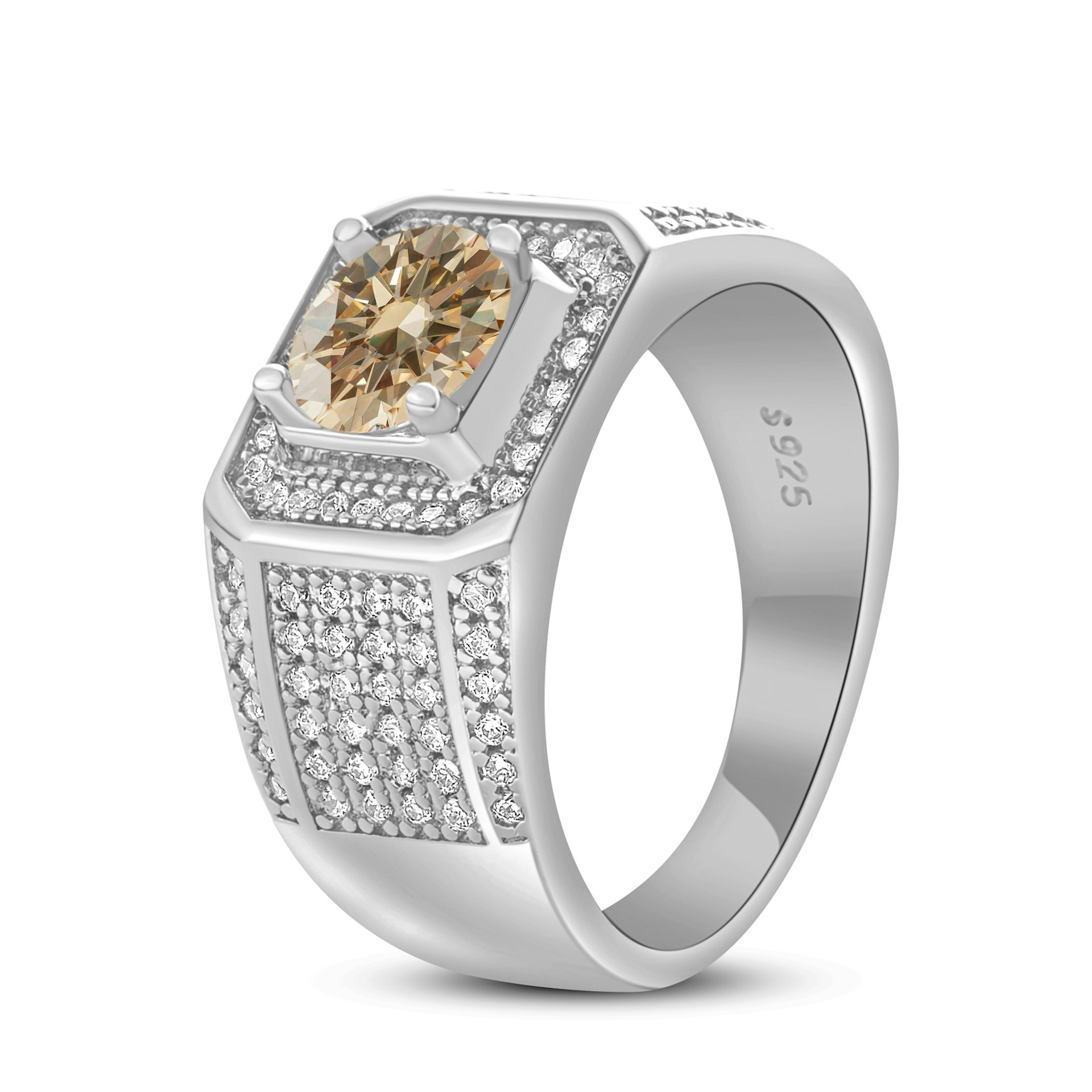 925 plata esterlina gran anillo de hombre de piedra moissan anillo masculino chapado pt950 oro atmósfera para enviar al por mayor fábrica de novio spot