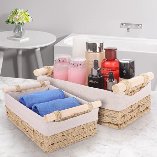 Storage basket Cosmetics dirty clothes basket keys sundries rattan weaving storage basket remote control storage cassette handle