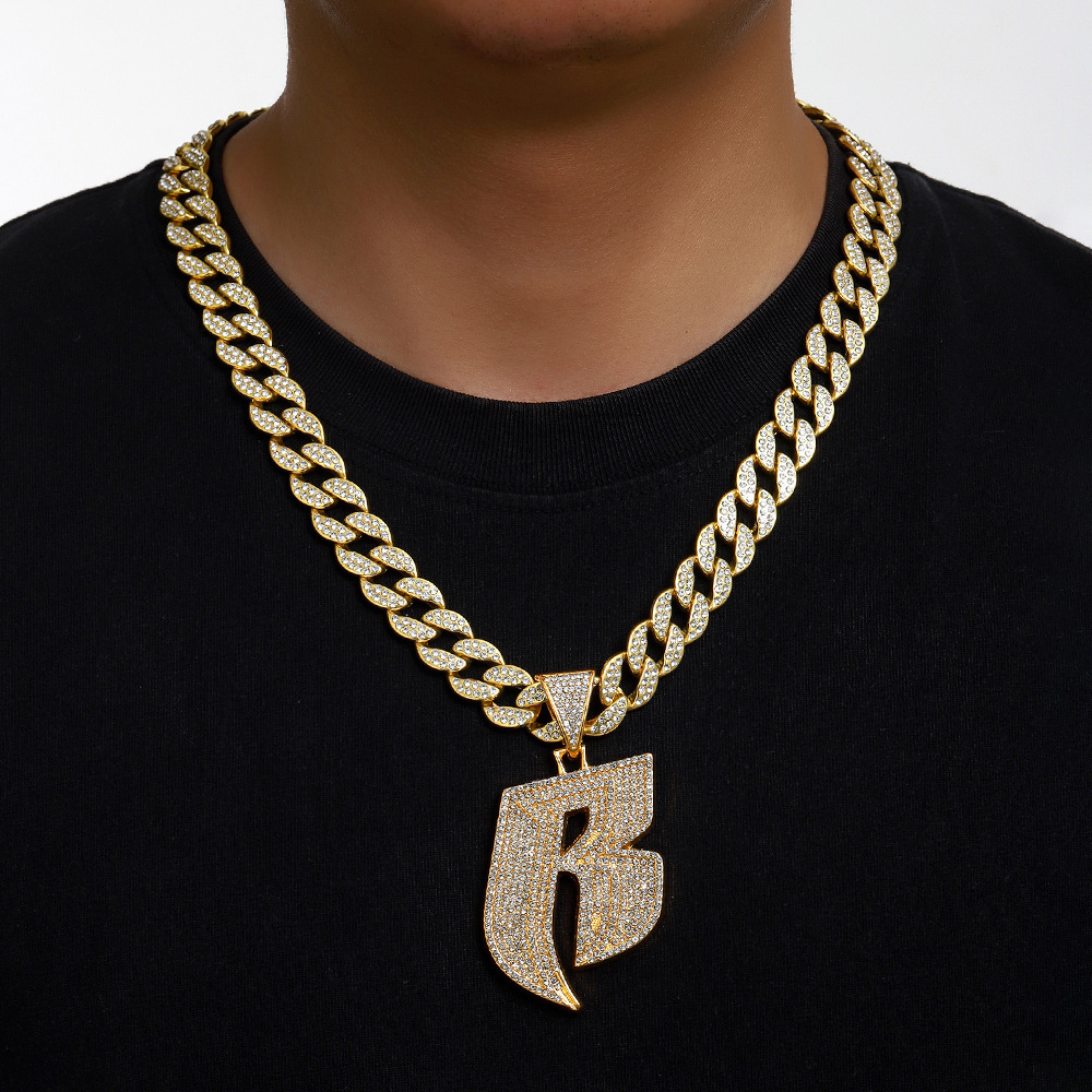 Colgante de oro con cadena cubana de 18inch