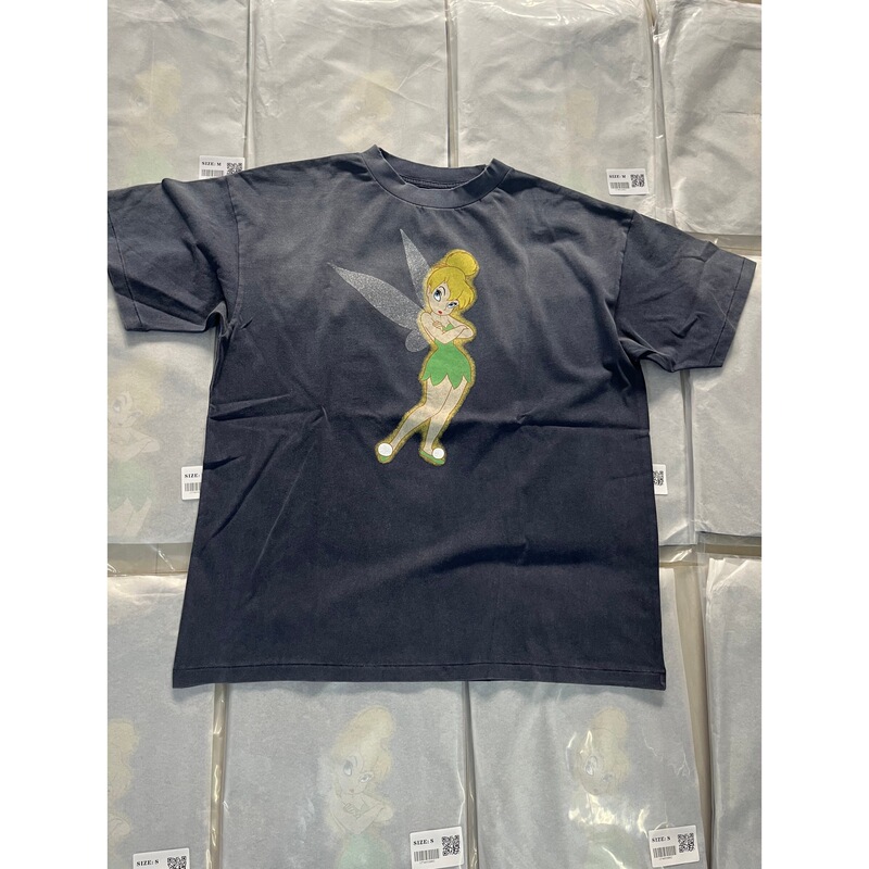 26Ss Nanyou Haute Couture/Boutique Niche Flower Fairy Letter Print Washed Vintage Casual Ins Short Sleeve T-Shirt