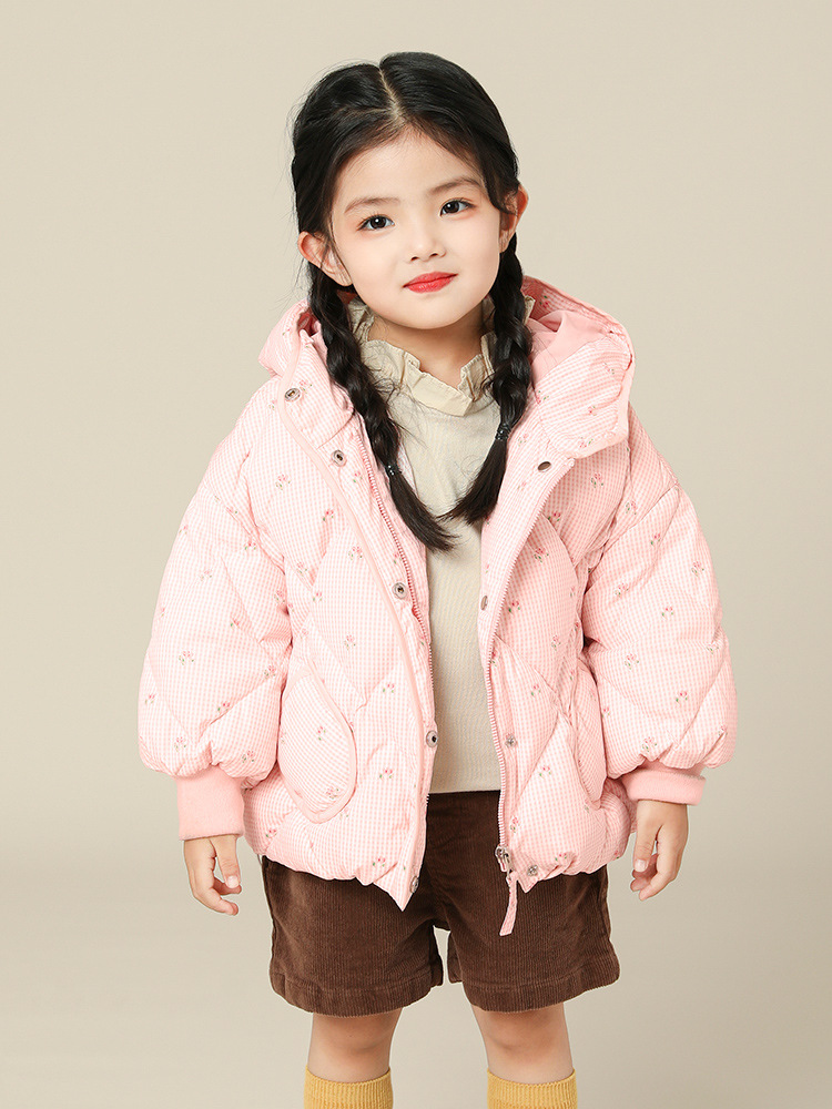 Children's short winter velvet warm down jacket