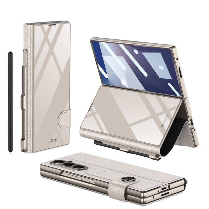 Amazon 適用 Samsung zFold7 フリップレザーケース携帯電話ケースメンズパーソナライズされた折りたたみシェルフィルムペンスロット保護カバー|undefined
