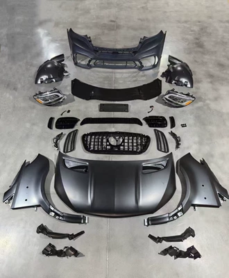 Suitable for 09+ Spitzen W906 models, offering a new 907-style front bumper, grille, and sporty exterior with a full body kit (Big Surrounded) - 906-old-model-modified-to-new-907-front-set-with-headlights