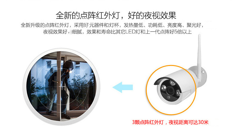 Outdoor wireless surveillance camera, HD WiFi, metal bullet design