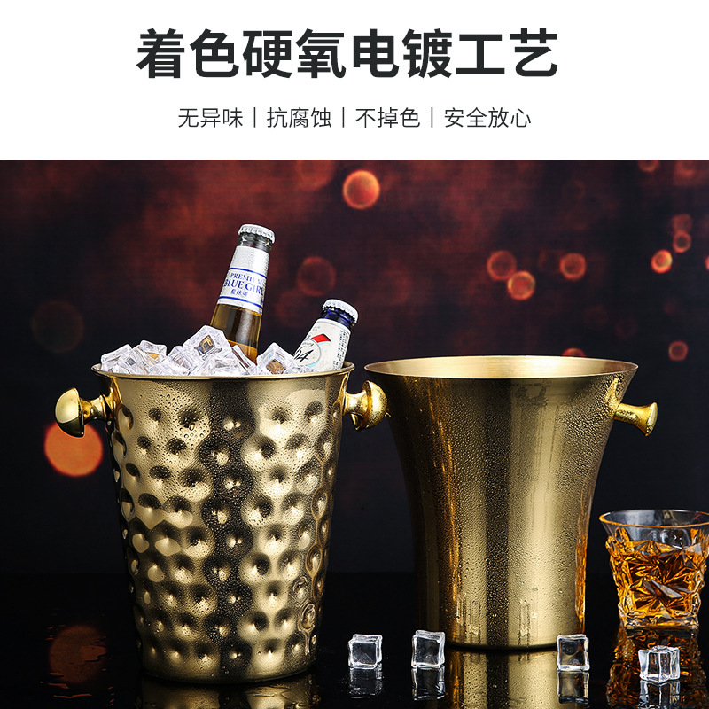 Stainless Steel Antler Ice Bucket Bar Red Wine Champagne Bucket Golden Antler Ear Ice Bucket Hammer Point Champagne Bucket Modern Ice Wine Utensils 
