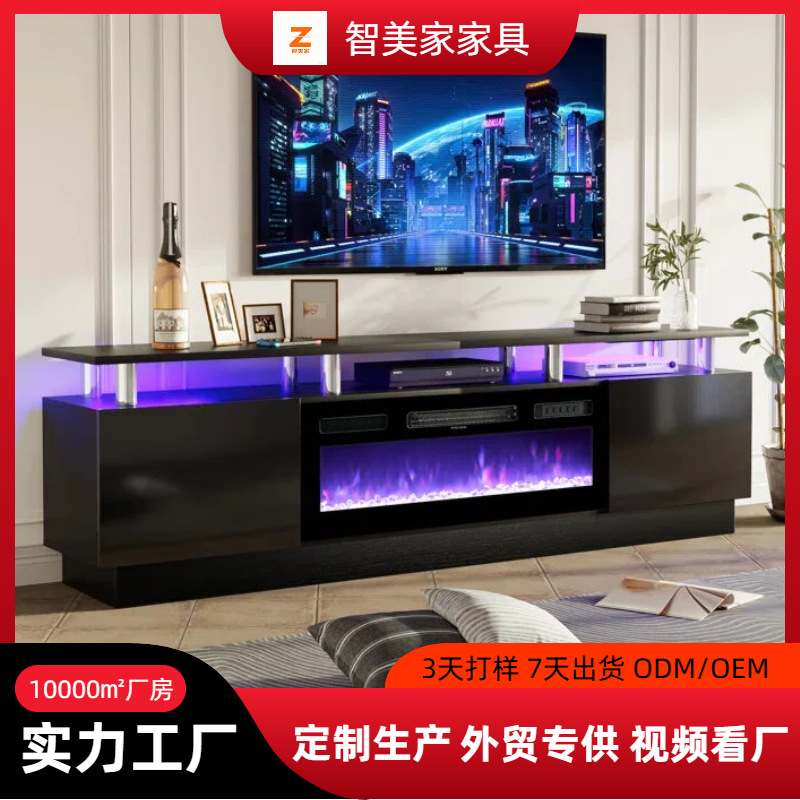 Amazon Cross-Border Factory Wholesale Living Room Modern Luxury 16-Color Led Light Electric Fireplace Tv Cabinet