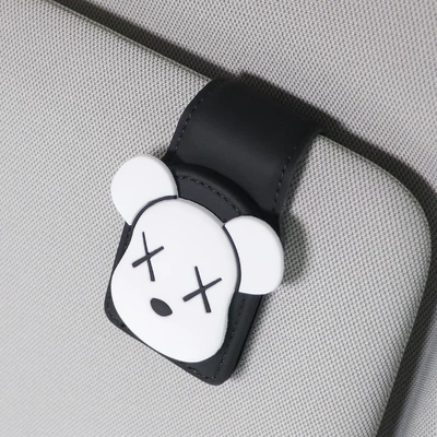 Car Sun Visor Storage | Car Glasses Clip/Bill Clip - xx-white-bear-black-u-shaped-glasses-clip