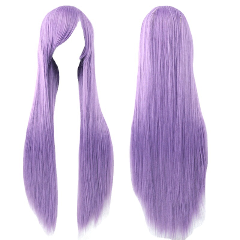 Peluca de anime Cosplay color Pelo Largo recto 80cm oblicuo flequillo pelucas Ventas Directas la fábrica