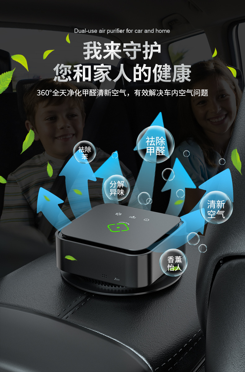 Cross-Border Car Air Purifier Formaldehyde Removal Sterilization Car Negative Ion Air Purifier Manufacturer Wholesale Gifts