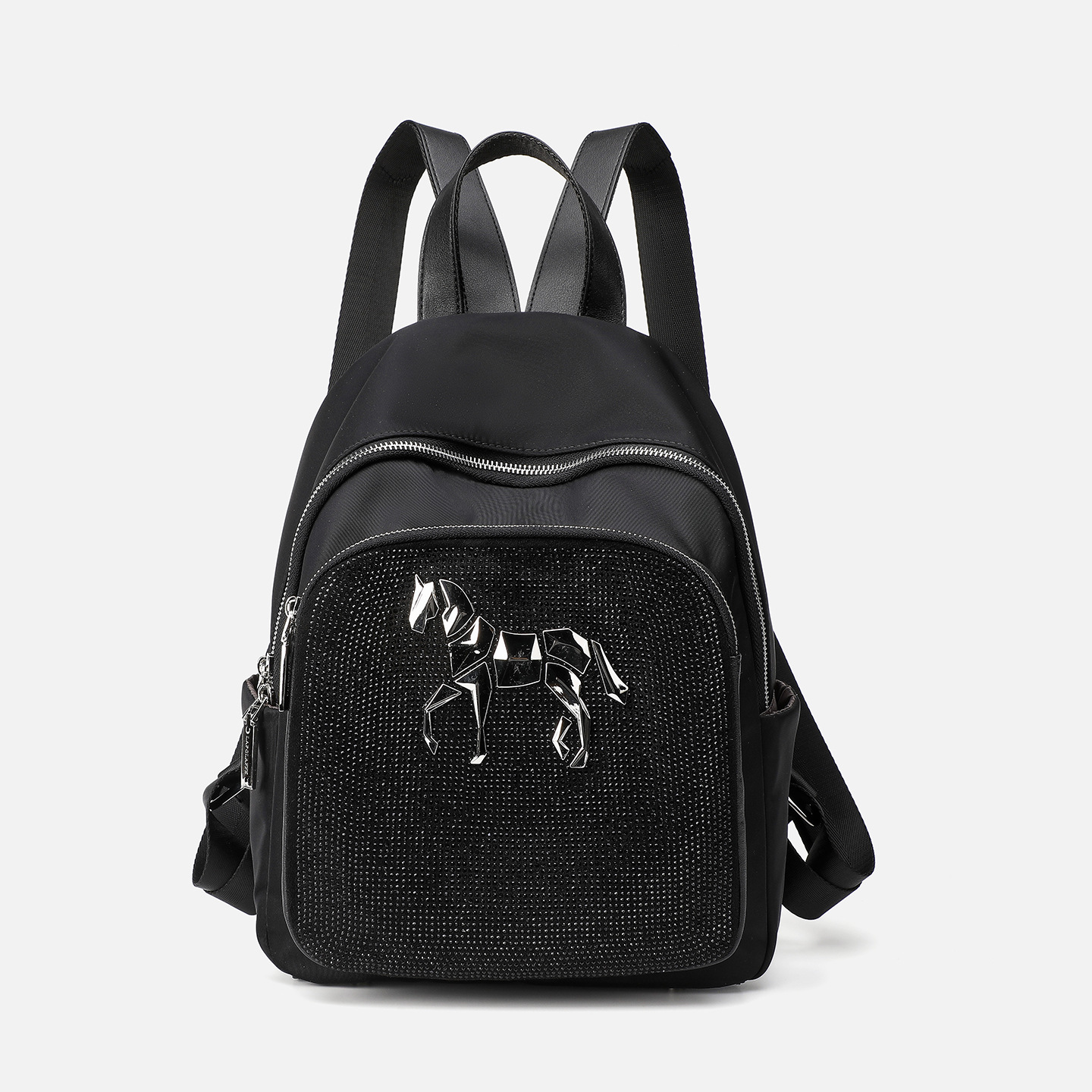 Mochila de nylon unidireccional práctica de hombro estilo cremallera de viaje ocio bolsa de almacenamiento LP7280#