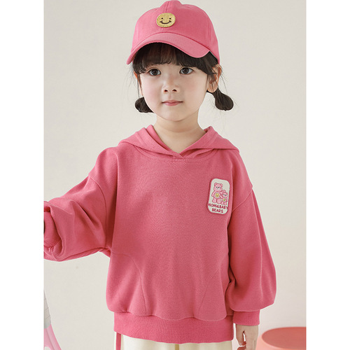 Qiu Duomeng Girls Casual Sports Suit 2024 Spring and Autumn New Children's Cartoon Hooded Sweatshirt and Pants Two-piece Set