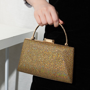 Fashion New Women's High-end Evening Bag Frosted PU Crack Clutch Bag Simple Handbag Hard Box Small Square Bag
