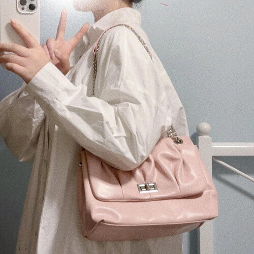 Fashion handbag for women, niche trendy brand, chain handle wrinkled bag, high-end sense, shoulder bag, crossbody bag, casual underarm bag