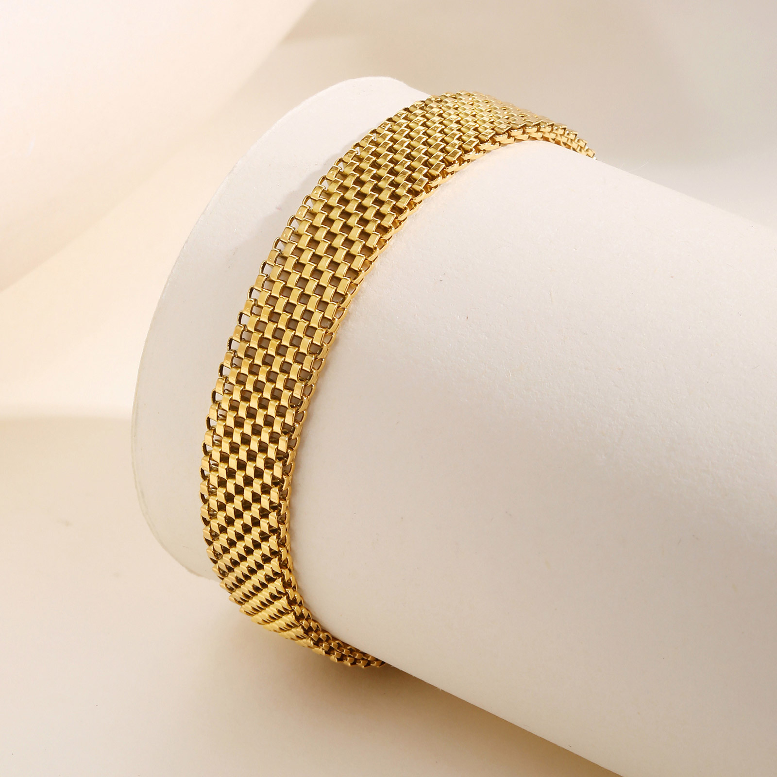 Gold Mesh Watch Strap Bracelet For Women Stainless Steel Jewelry_voghion.com