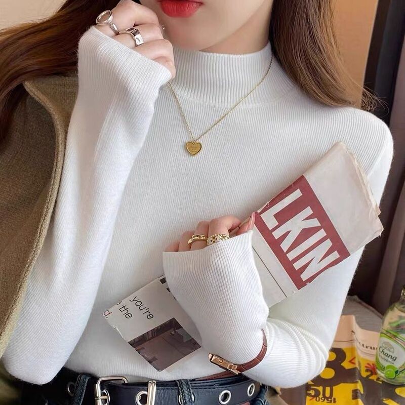半高领毛衣女秋冬新款内搭针织打底衫高级感百搭上衣|undefined
