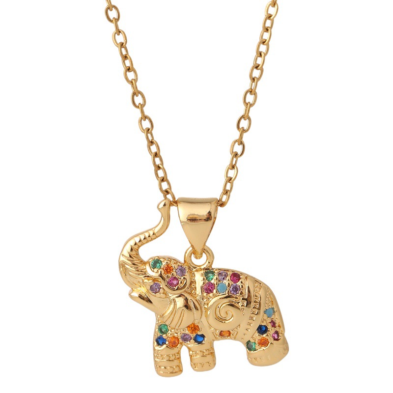 Transfronterizo nuevo cobre circón elefante colgante collar de las mujeres de alto grado todo-fósforo collar de la luz de lujo nicho de la moda de la cadena de clavícula